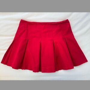 Theory Red Pleated Mini Skirt